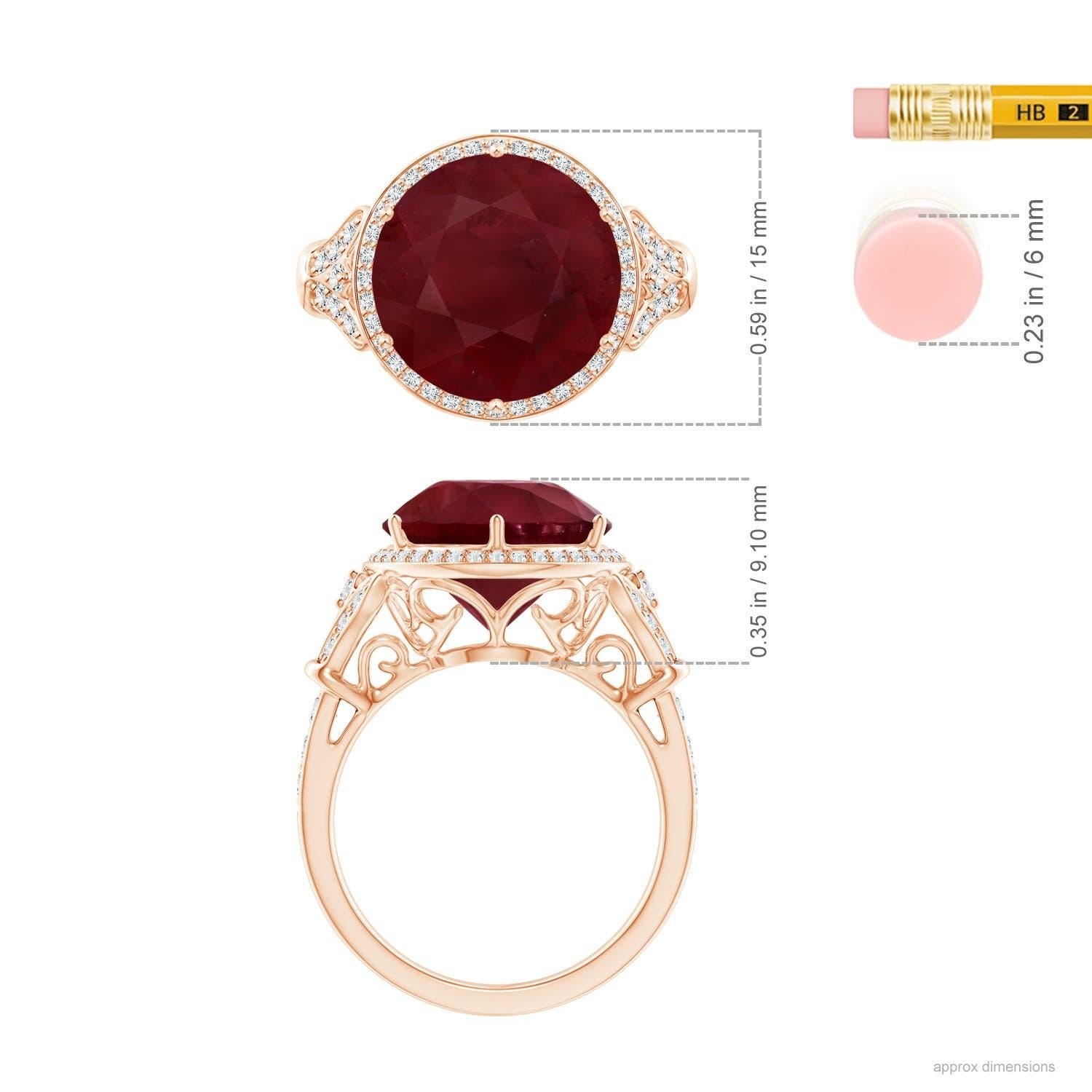 GIA Certified Natural Vintage Style Round Ruby Cocktail Ring in Rose Gold 4