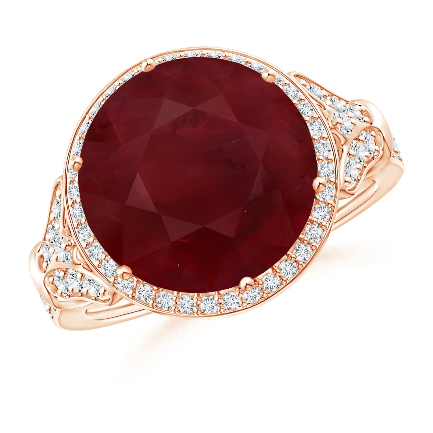 GIA Certified Natural Vintage Style Round Ruby Cocktail Ring in Rose Gold