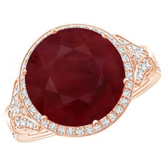 GIA Certified Natural Vintage Style Round Ruby Cocktail Ring in Rose Gold