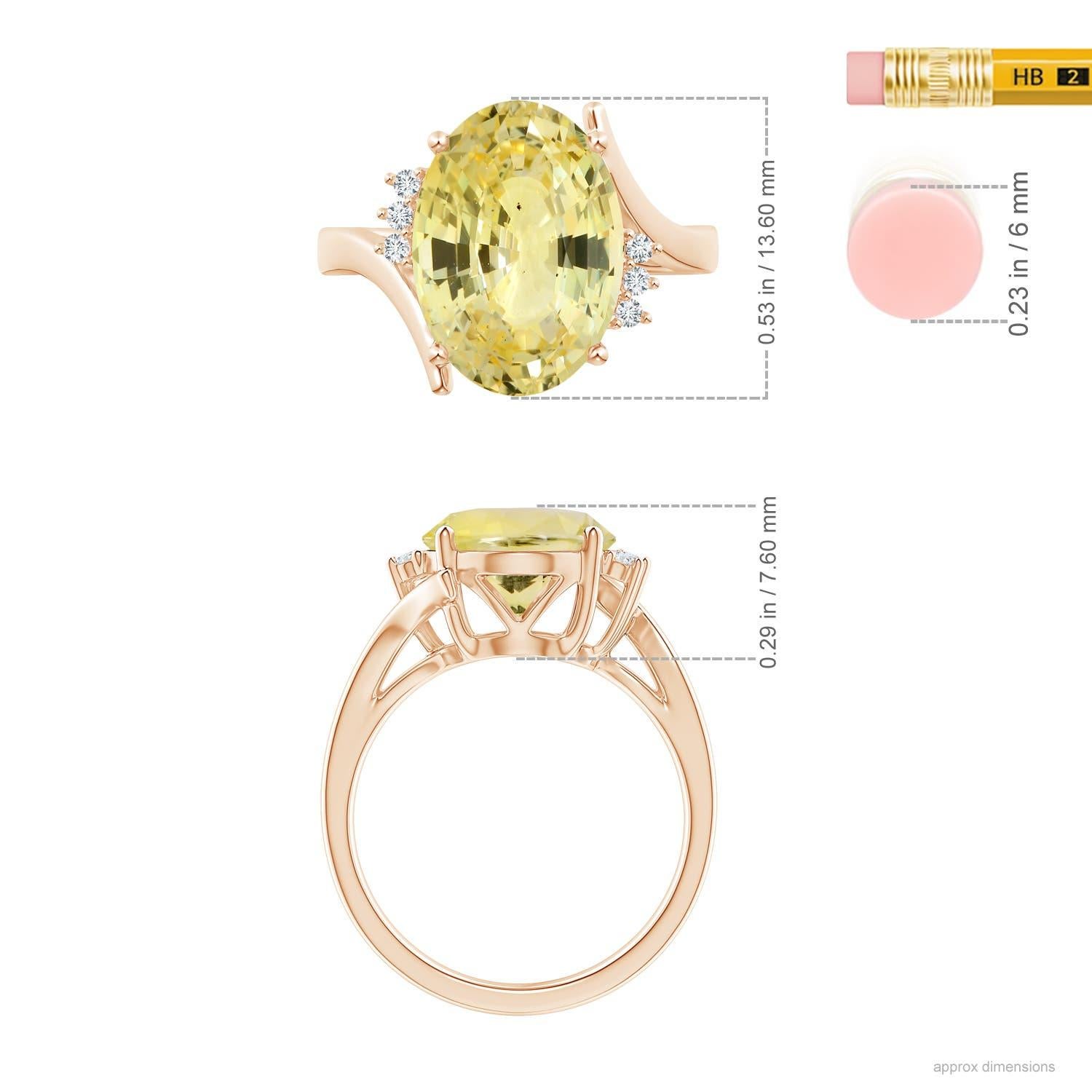 For Sale:  ANGARA GIA Certified Natural Yellow Sapphire & Diamond Bypass Rose Gold Ring 5