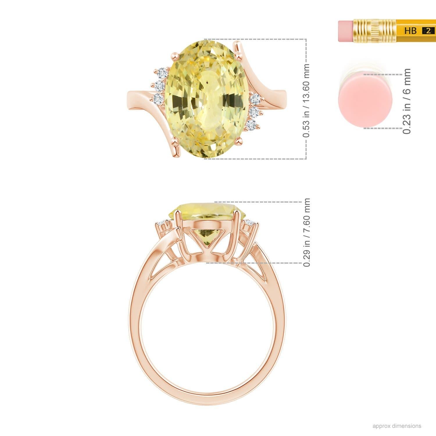 For Sale:  Angara GIA Certified Natural Yellow Sapphire & Diamond Bypass Rose Gold Ring 5