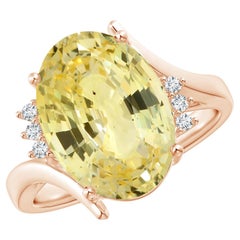 Angara GIA Certified Natural Yellow Sapphire & Diamond Bypass Rose Gold Ring