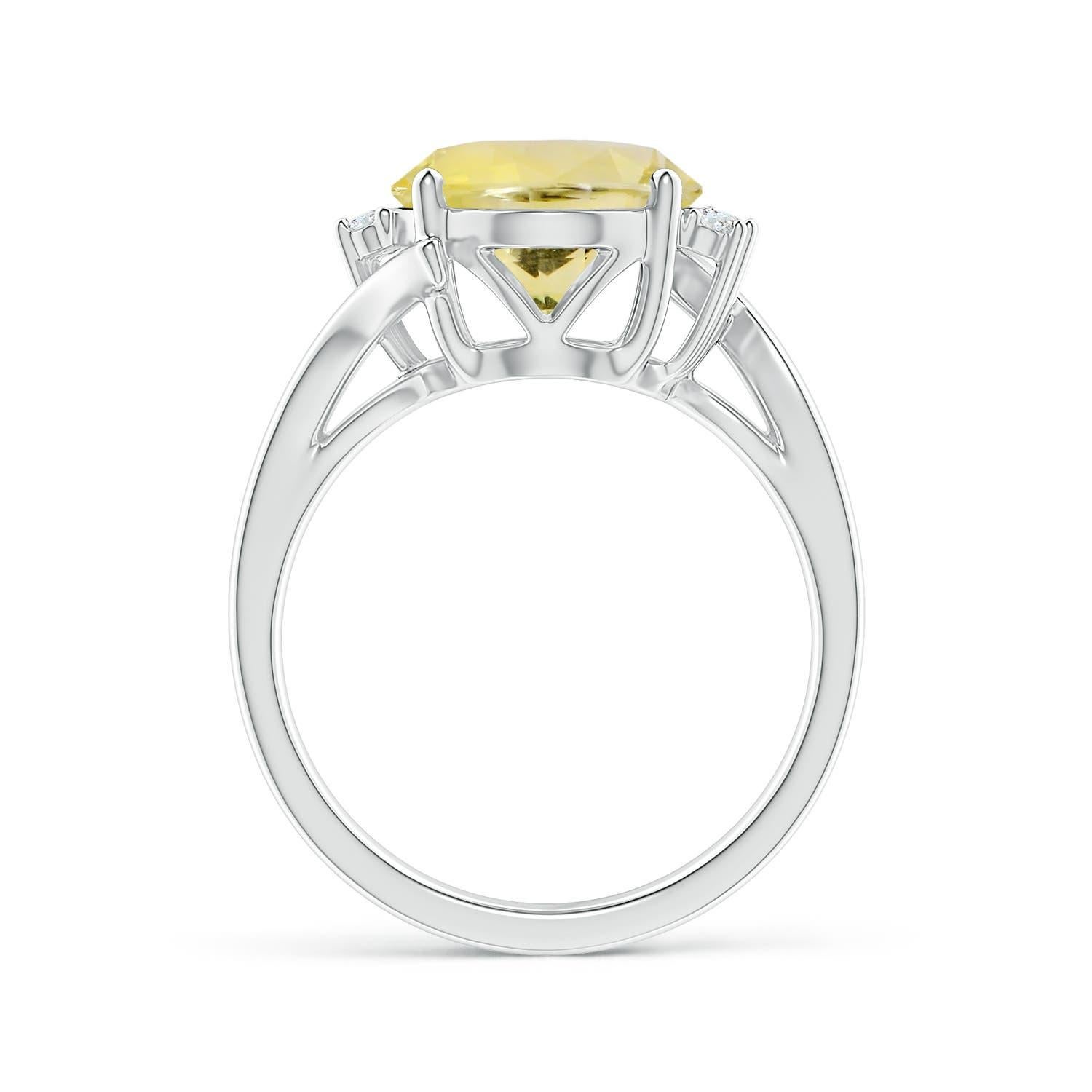 For Sale:  ANGARA GIA Certified Natural Yellow Sapphire & Diamond Bypass White Gold Ring 2