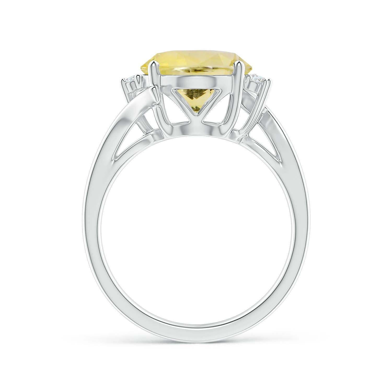 For Sale:  Angara Gia Certified Natural Yellow Sapphire & Diamond Bypass White Gold Ring 2