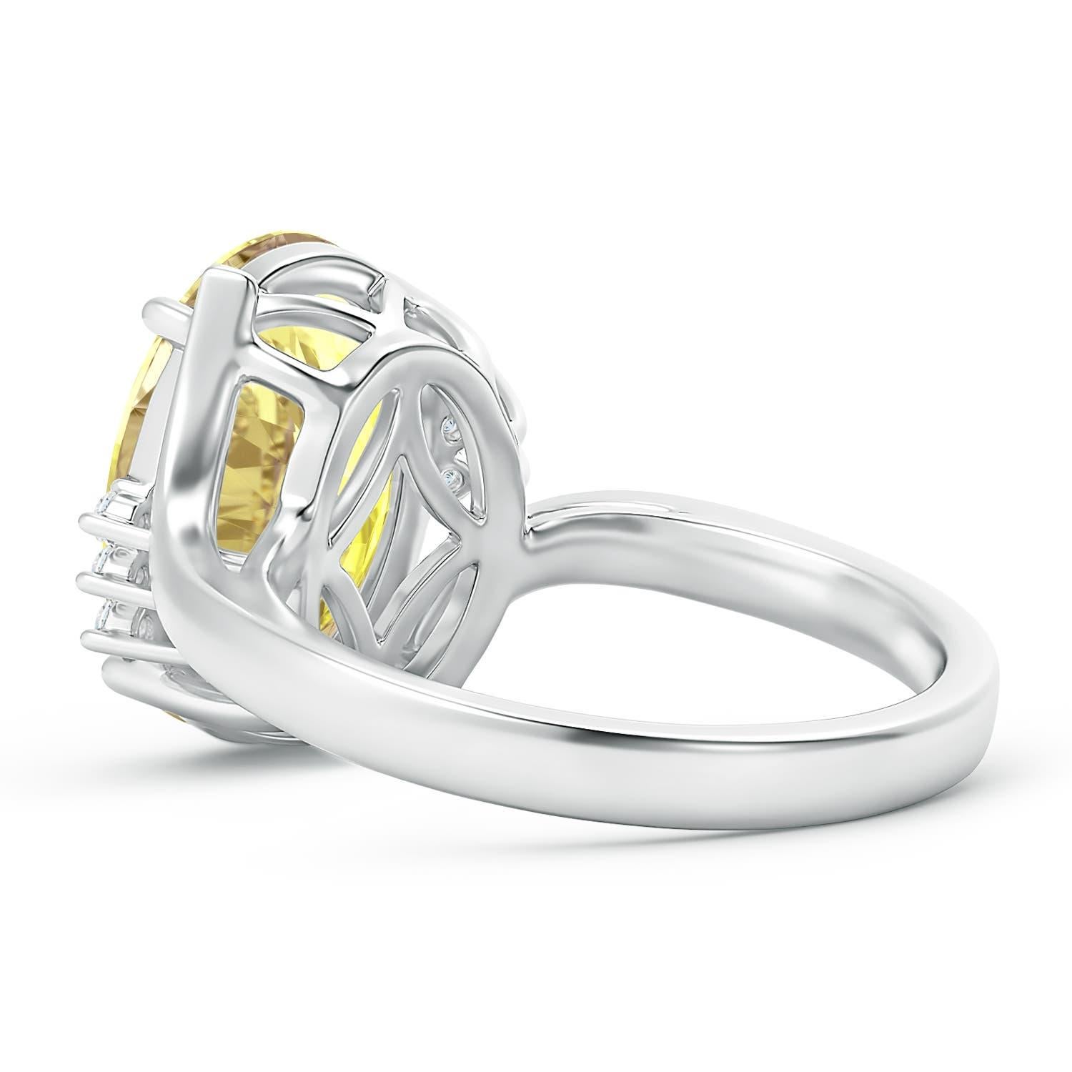 For Sale:  ANGARA GIA Certified Natural Yellow Sapphire & Diamond Bypass White Gold Ring 4