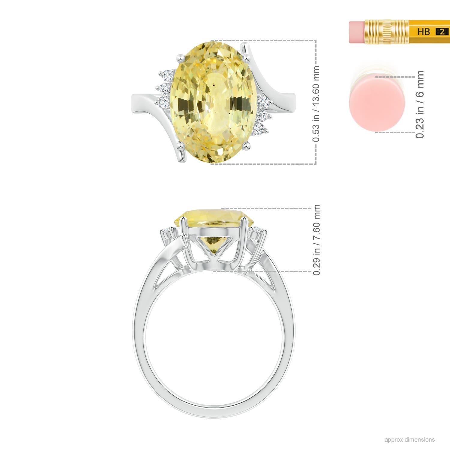 For Sale:  ANGARA GIA Certified Natural Yellow Sapphire & Diamond Bypass White Gold Ring 5