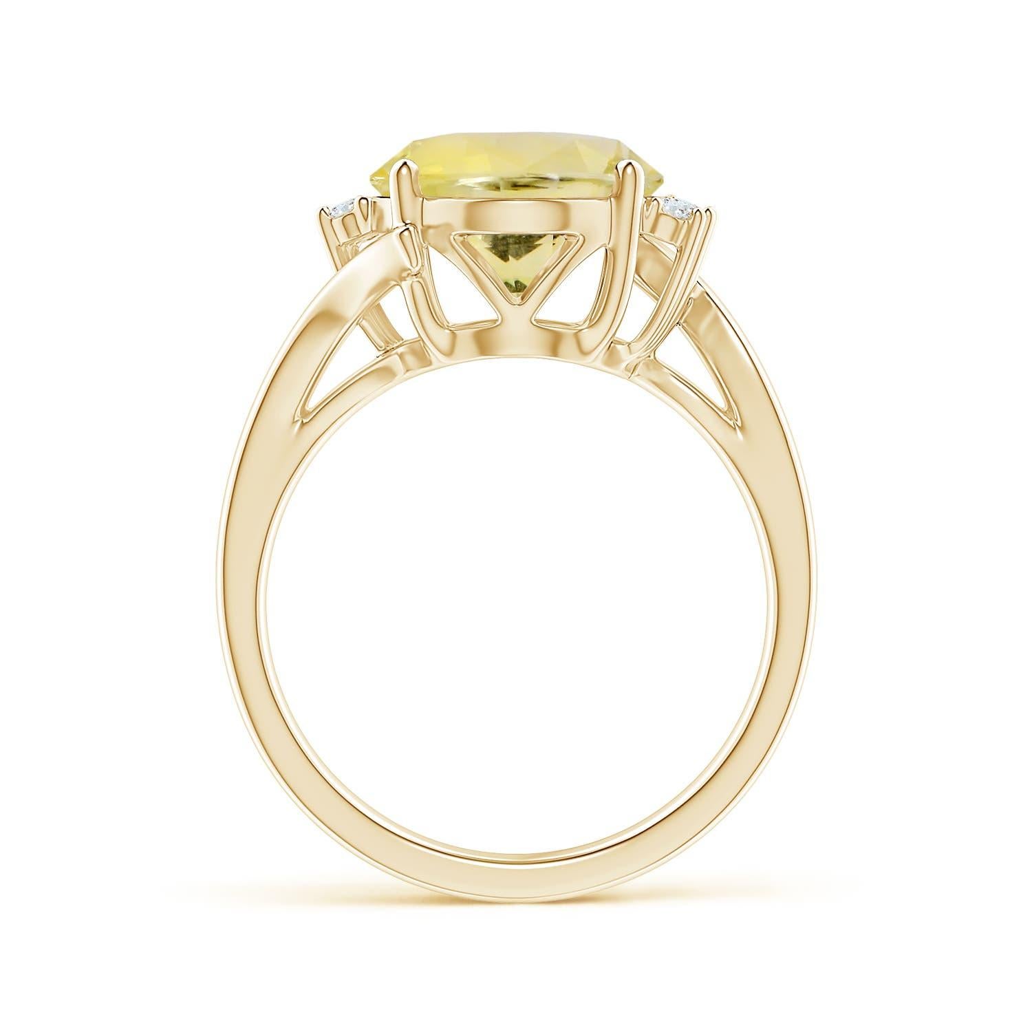 Angara GIA Certified Natural Yellow Sapphire & Diamond Bypass Yellow Gold Ring 2