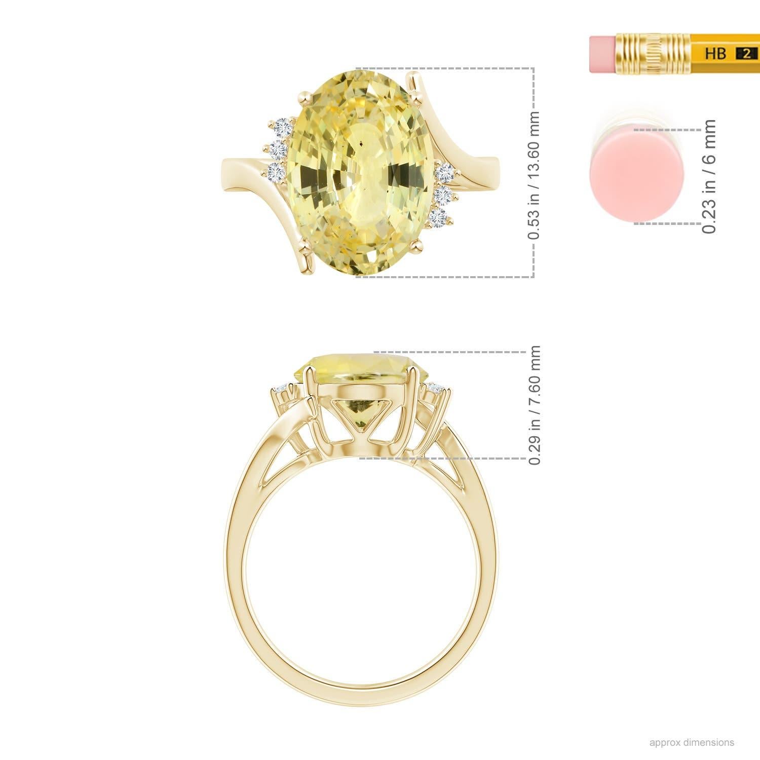 For Sale:  Angara GIA Certified Natural Yellow Sapphire & Diamond Bypass Yellow Gold Ring 5