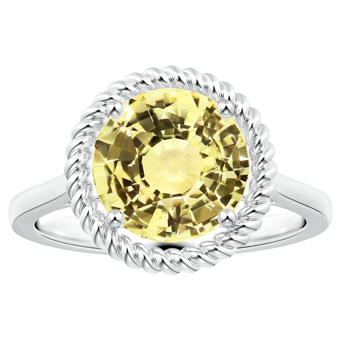 For Sale:  Angara Gia Certified Natural Yellow Sapphire Halo Ring in Platinum