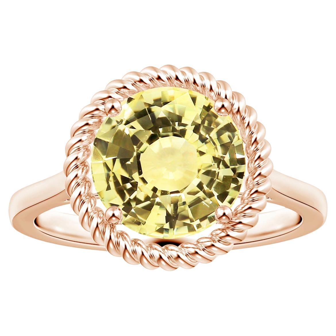 Angara Gia Certified Natural Yellow Sapphire Halo Ring in Rose Gold