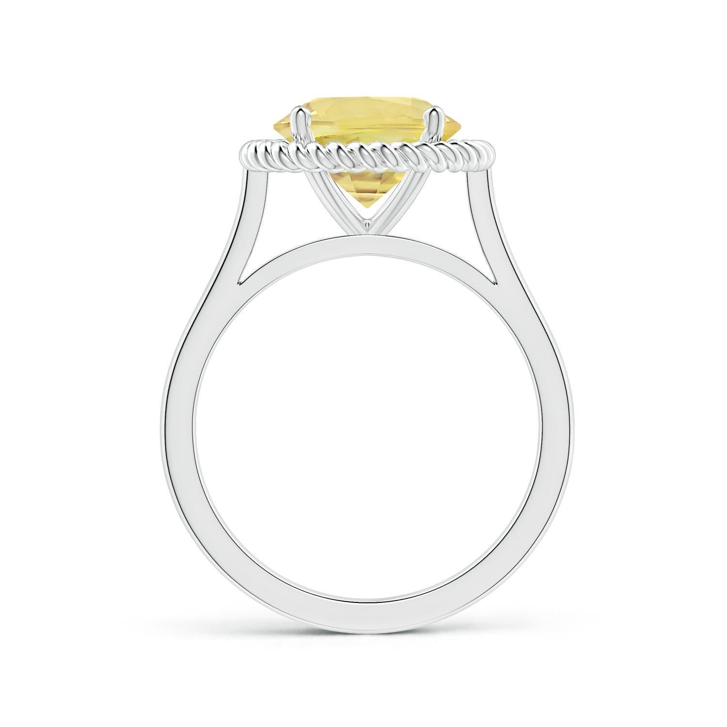 Anillo Halo de Zafiro Amarillo Natural Certificado Gia de Angara en Oro Blanco  2