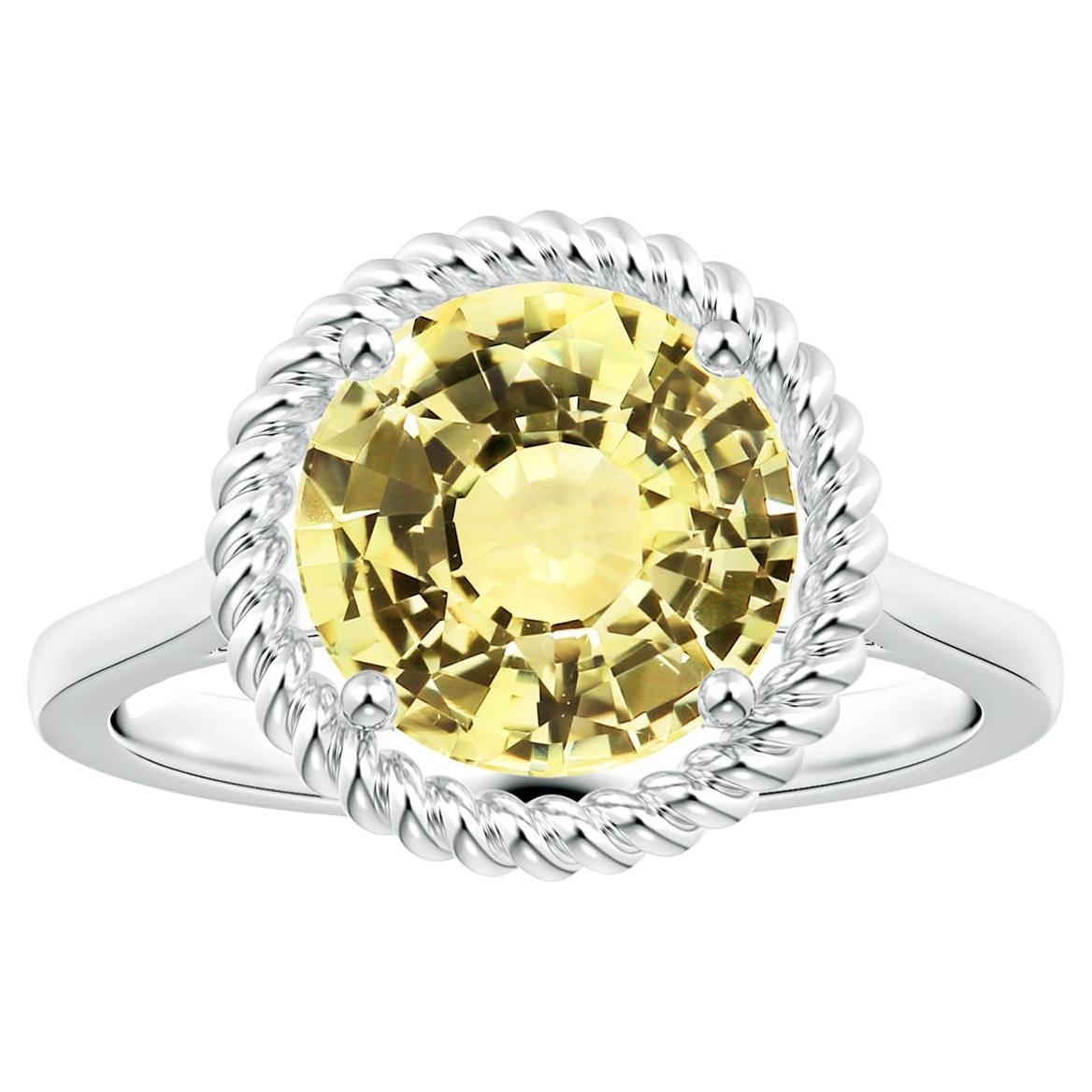 Angara Gia Certified Natural Yellow Sapphire Halo Ring in White Gold