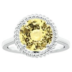 Angara Gia Certified Natural Yellow Sapphire Halo Ring in White Gold