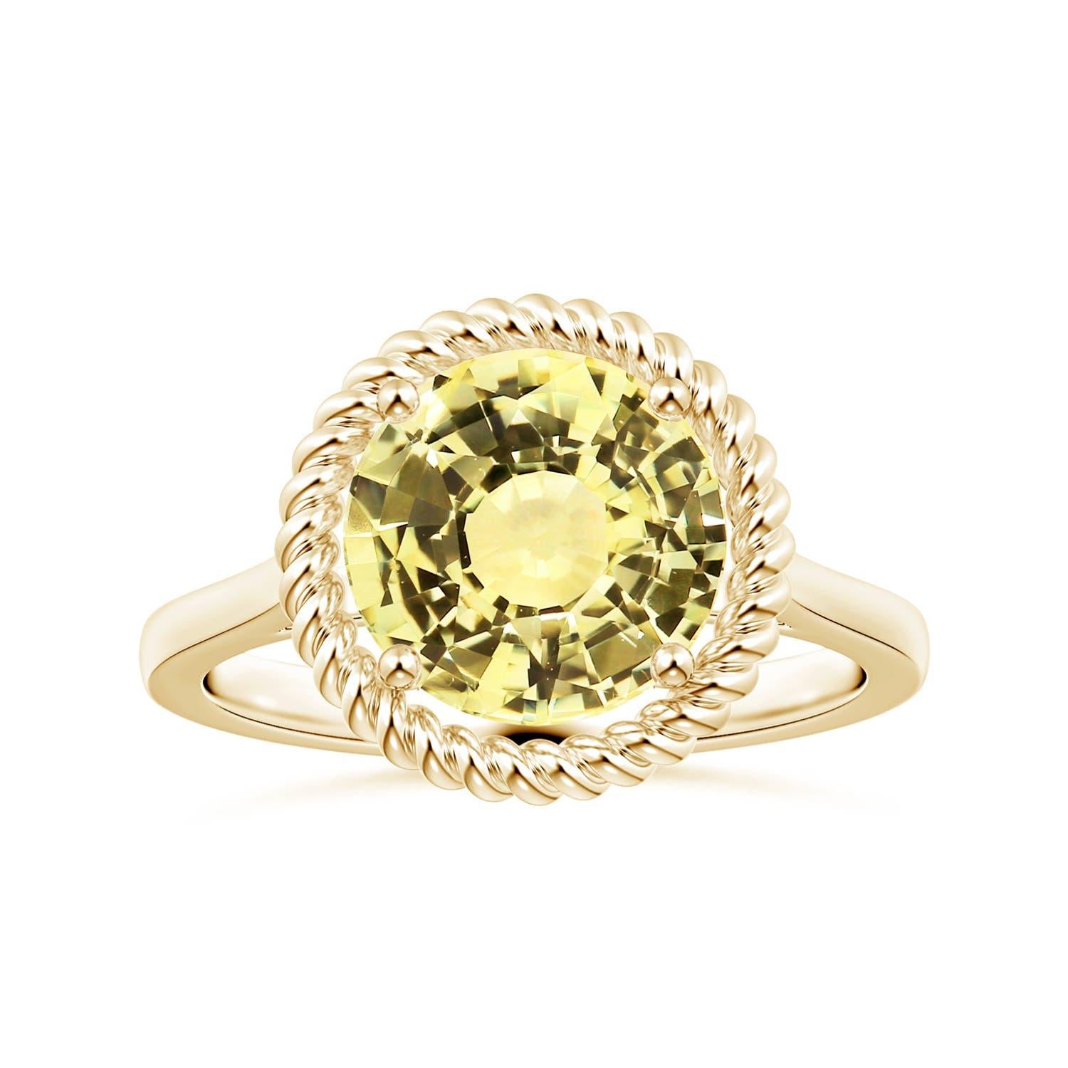 ANGARA GIA Certified Natural Yellow Sapphire Halo Ring in Yellow Gold with 
