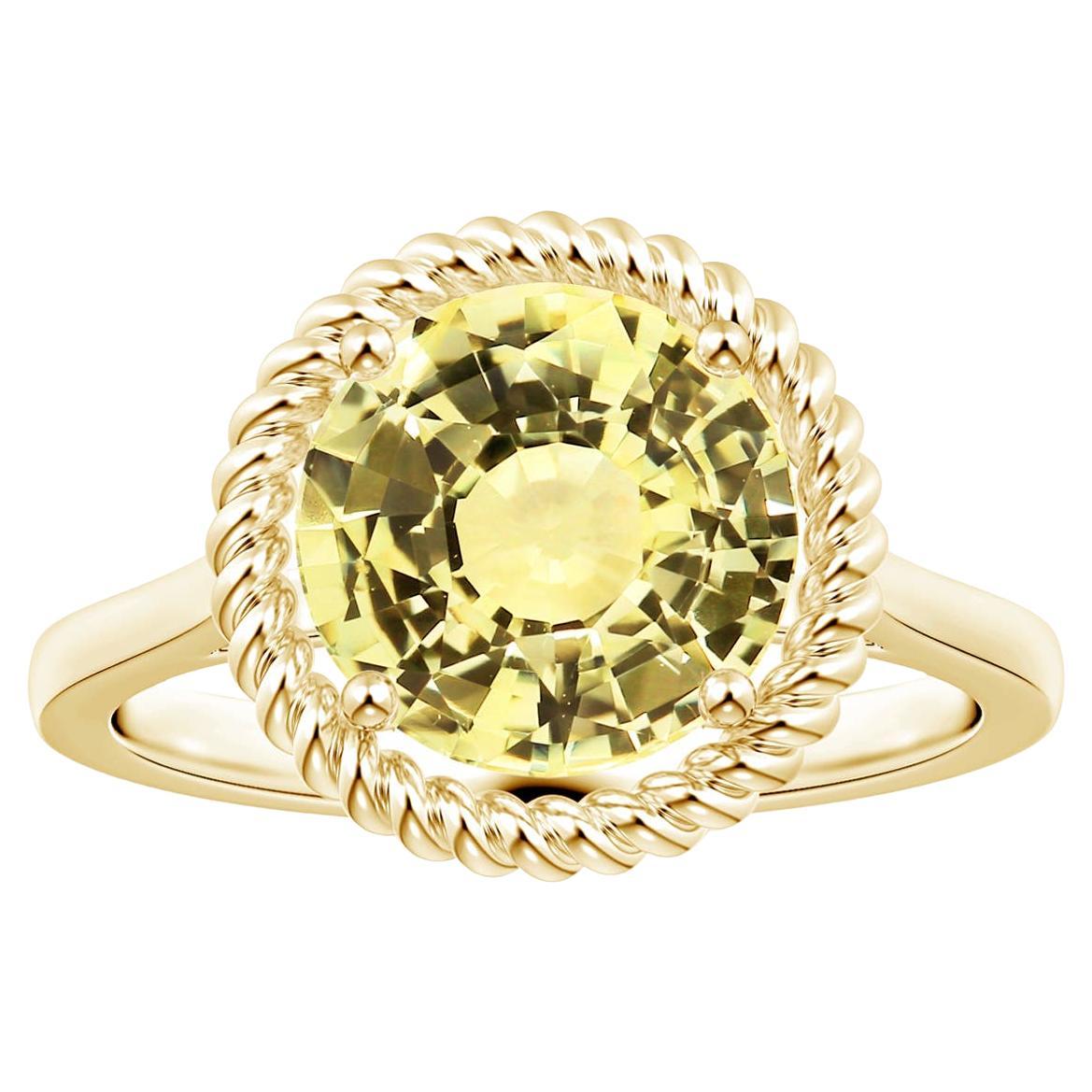 Angara Gia Certified Natural Yellow Sapphire Halo Ring in Yellow Gold