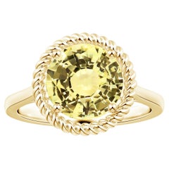 Angara Gia Certified Natural Yellow Sapphire Halo Ring in Yellow Gold