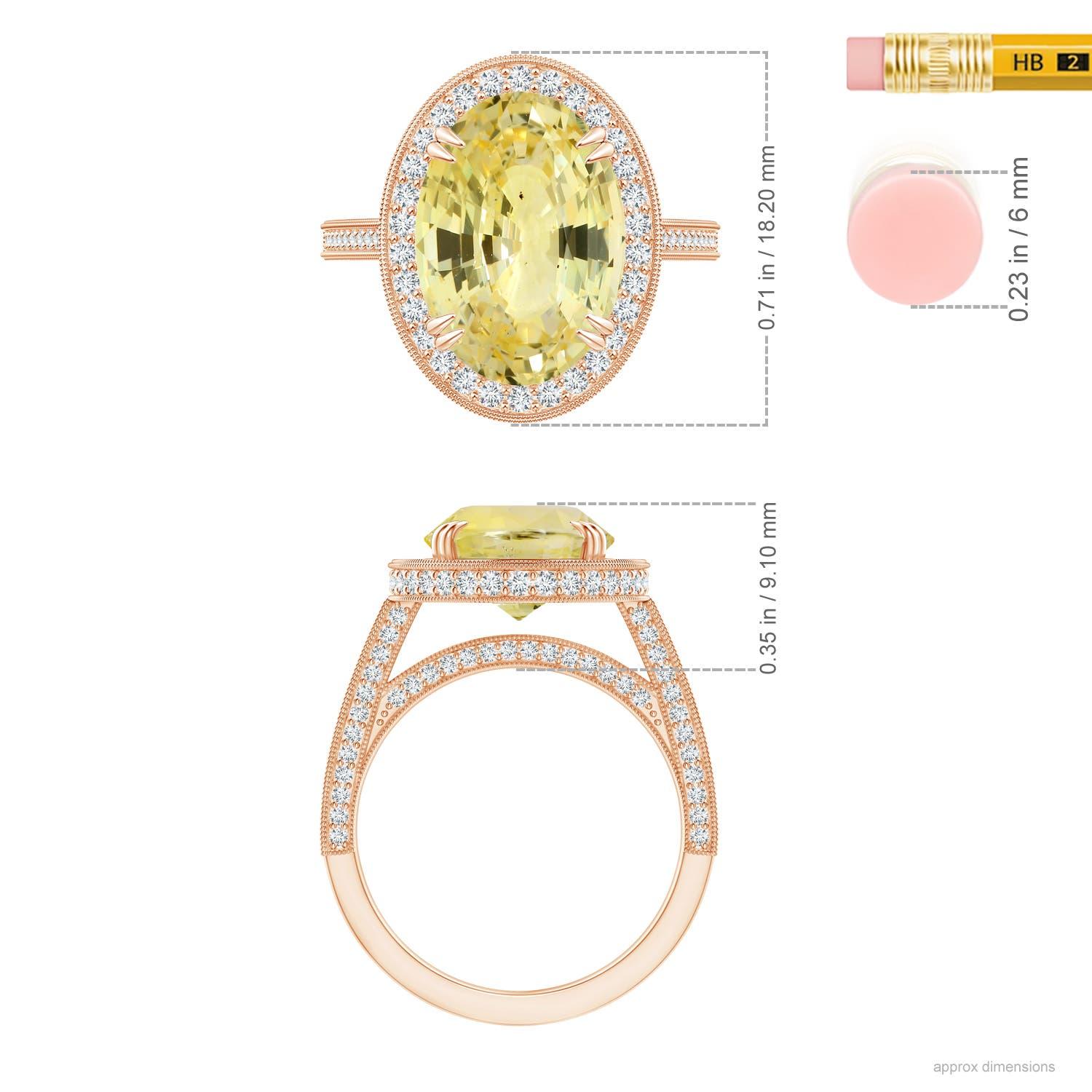 ANGARA Anillo de oro rosa con halo de zafiro amarillo natural certificado por GIA y milgrain  5