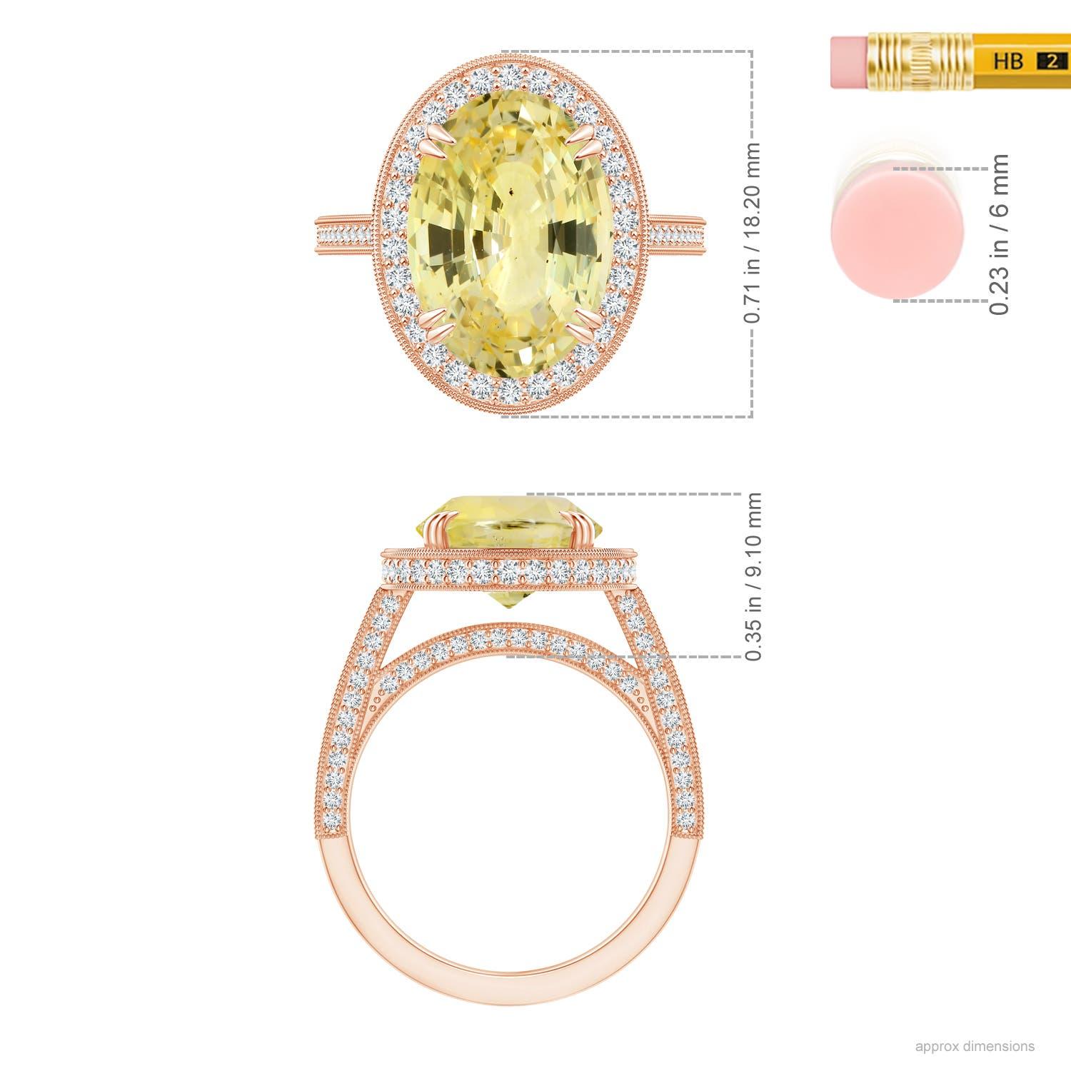 For Sale:  Angara Gia Certified Natural Yellow Sapphire Halo Rose Gold Ring with Milgrain 5