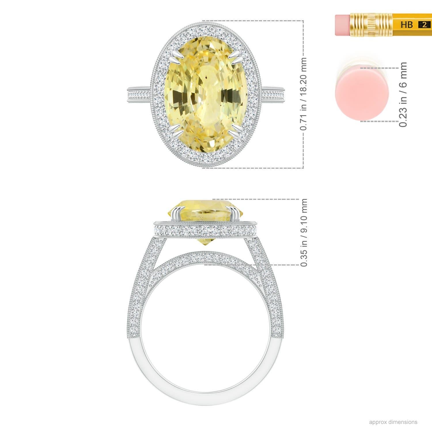 ANGARA GIA Certified Natural Yellow Sapphire Halo White Gold Ring with Milgrain 5