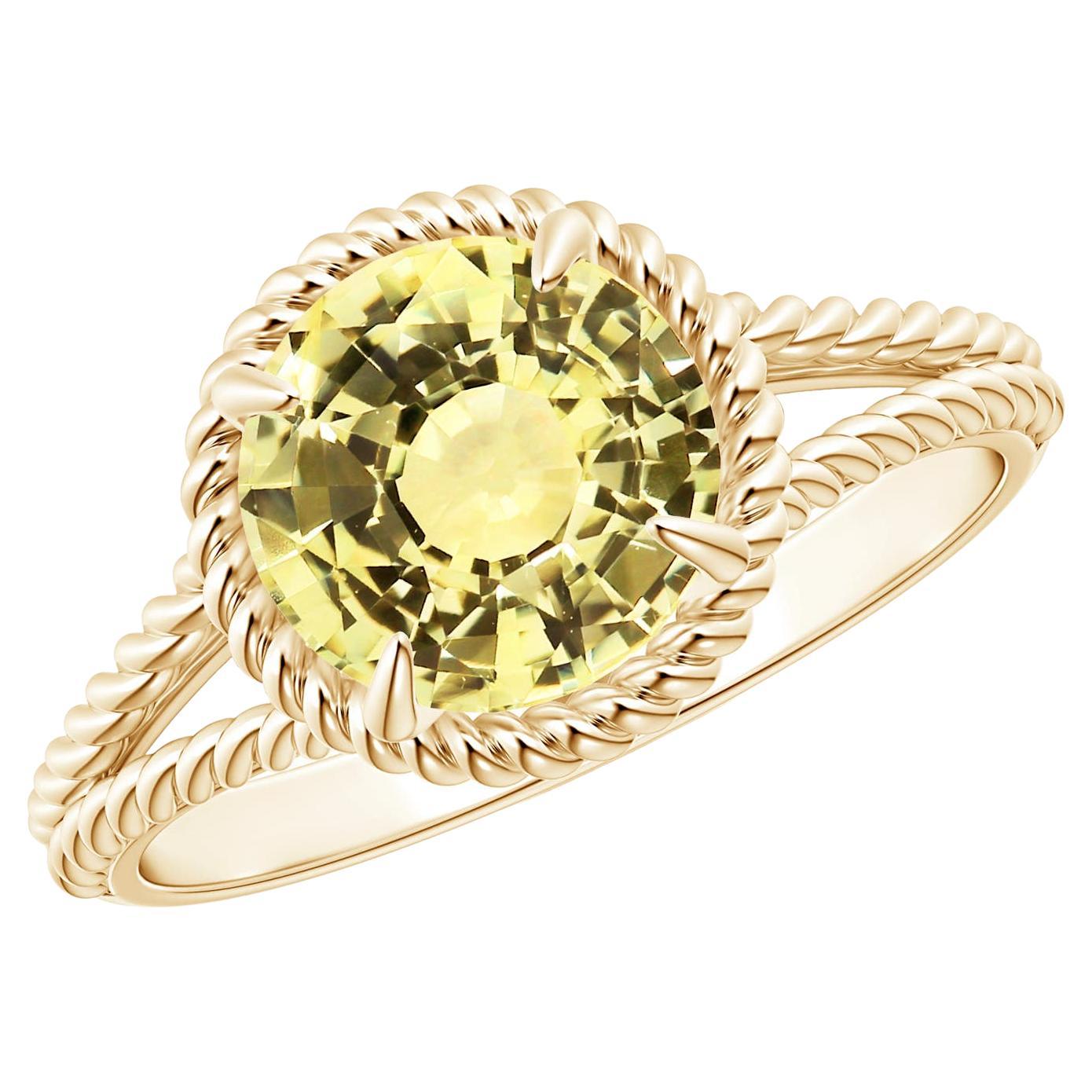 For Sale:  GIA Certified Natural Yellow Sapphire Split Shank Ring in Yellow Gold