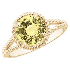 GIA-zertifizierter natürlicher gelber Saphir-Ring aus Gelbgold mit geteiltem Schaft