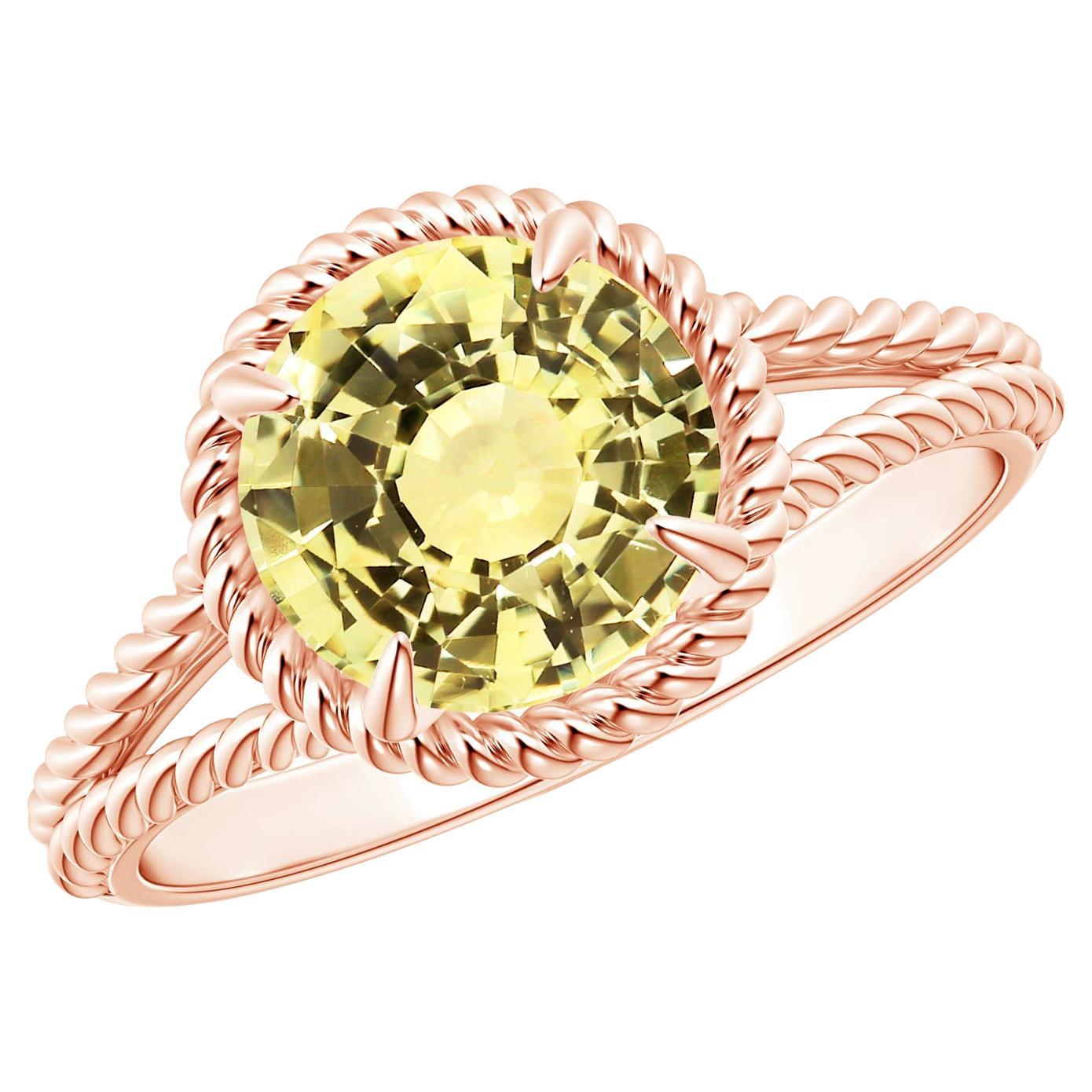 Angara Gia Certified Natural Yellow Sapphire Split Shank Rose Gold Ring