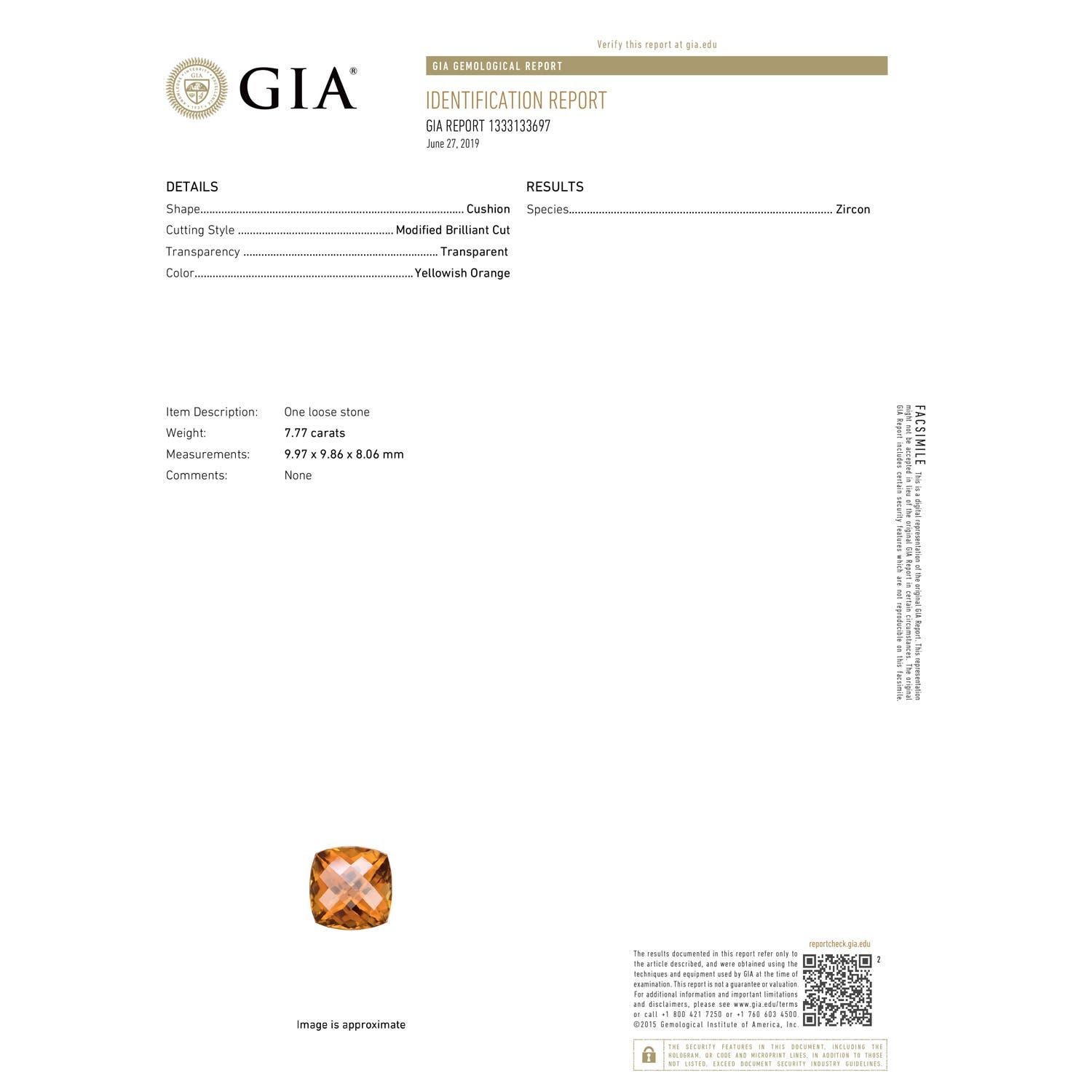 Modern GIA Certified Natural Yellowish Orange Zircon Pendant in Rose Gold