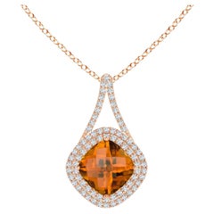 Angara Gia Certified Natural Zircon in Solid Rose Gold Pendant Necklace