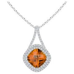 ANGARA GIA Certified Natural Zircon in Solid White Gold Pendant Necklace