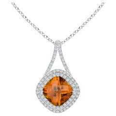 ANGARA Collier pendentif en or blanc massif avec zircon naturel certifié par le GIA