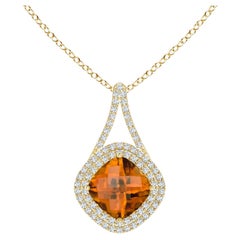 Angara GIA Certified Natural Zircon in Solid Yellow Gold Pendant Necklace