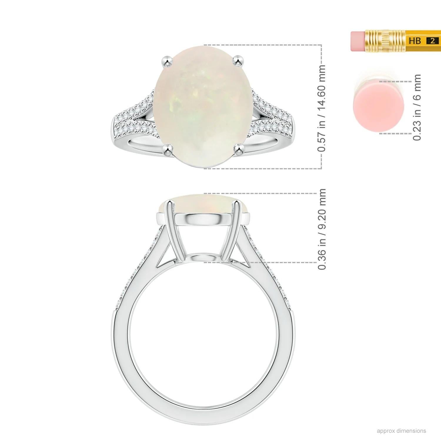 For Sale:  ANGARA GIA Certified Opal Split Shank Ring in Platinum with Scrollwork  5