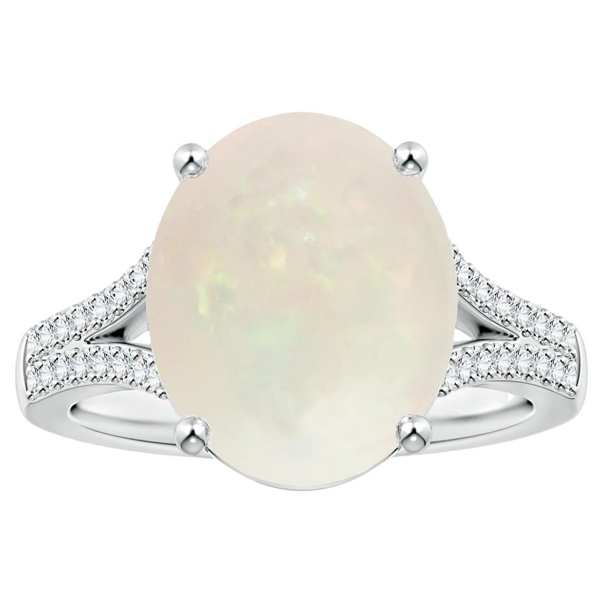 For Sale:  ANGARA GIA Certified Opal Split Shank Ring in Platinum with Scrollwork