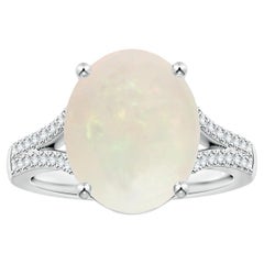 ANGARA GIA zertifizierter Opal-Ring aus Platin mit geteiltem Schaft und Schnörkeln 