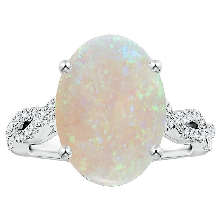 Bague Torsadée Or Blanc 18 Carats Sertie D'une Tanzanite - Taille 53 - Faite à La Main - Occasion