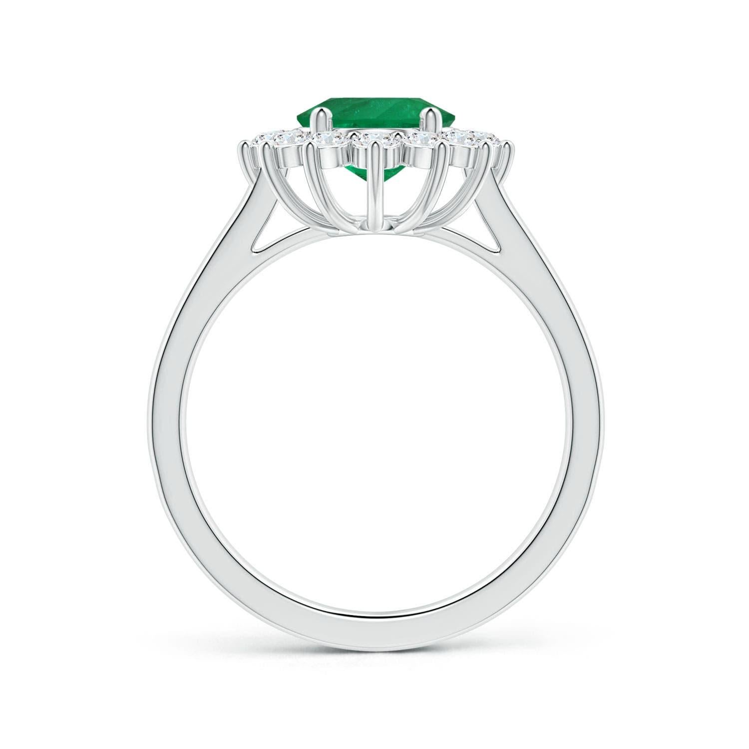For Sale:  Angara Gia Certified Oval Columbian Emerald Halo Ring in Platinum 2