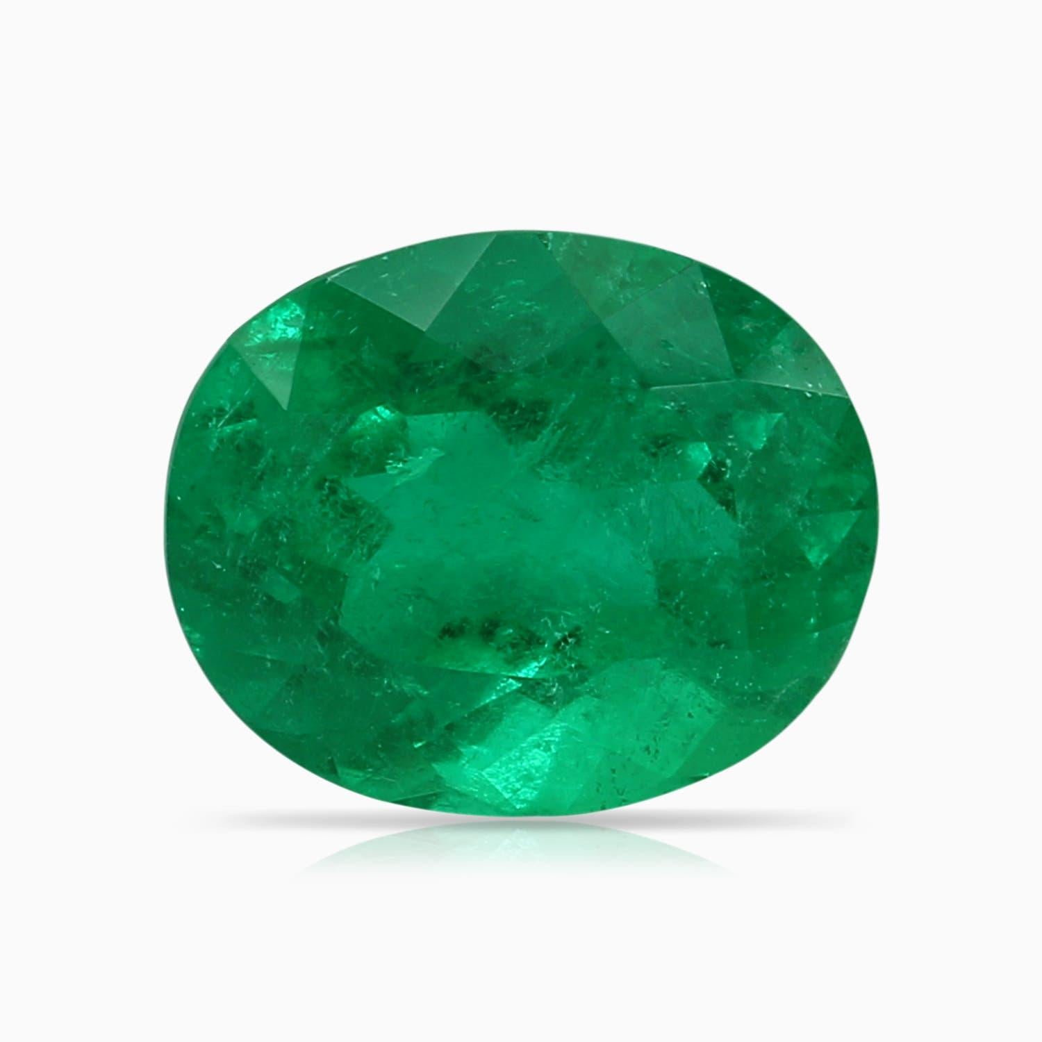 For Sale:  Angara Gia Certified Oval Columbian Emerald Halo Ring in Platinum 5