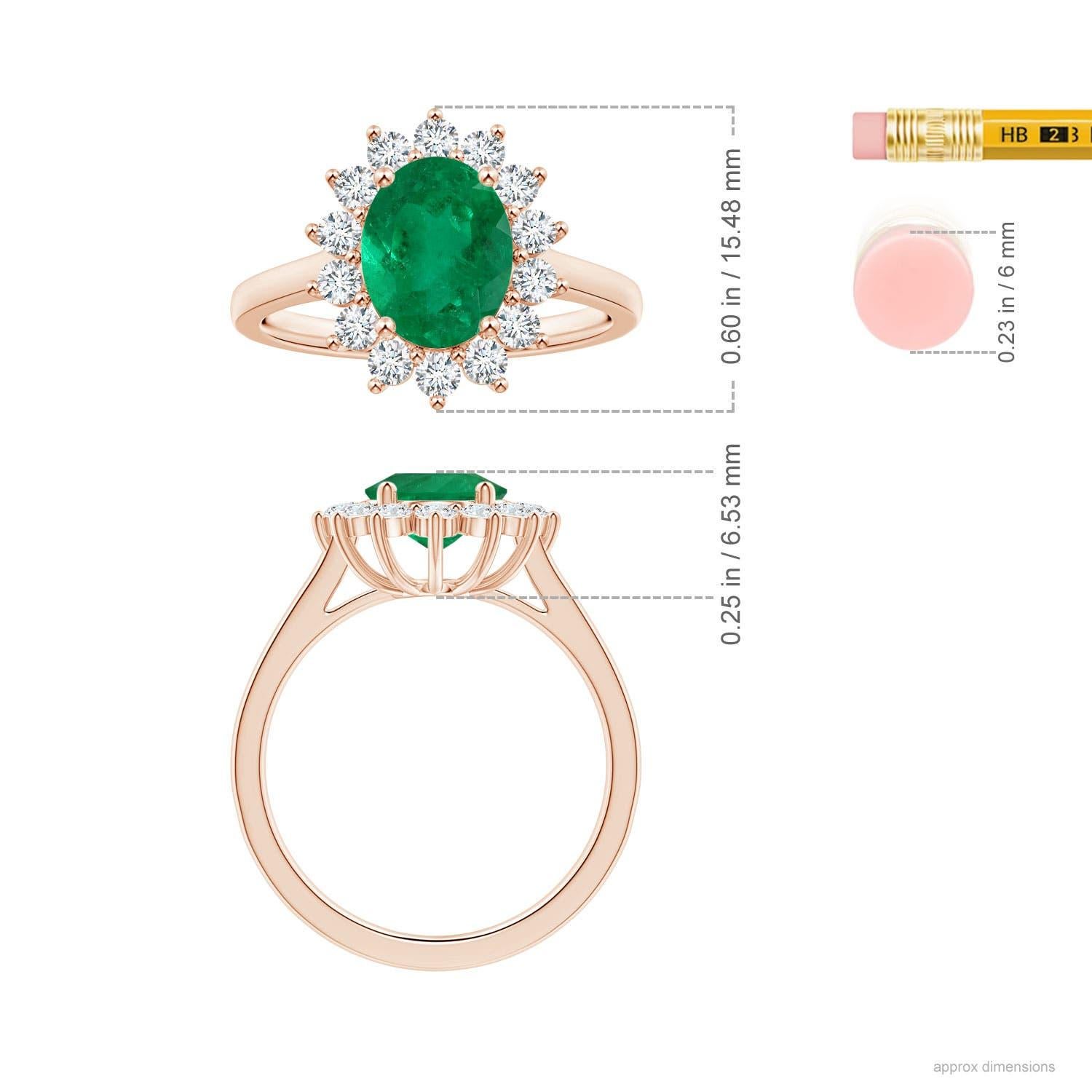 For Sale:  Angara Gia Certified Oval Columbian Emerald Halo Ring in Rose Gold 4