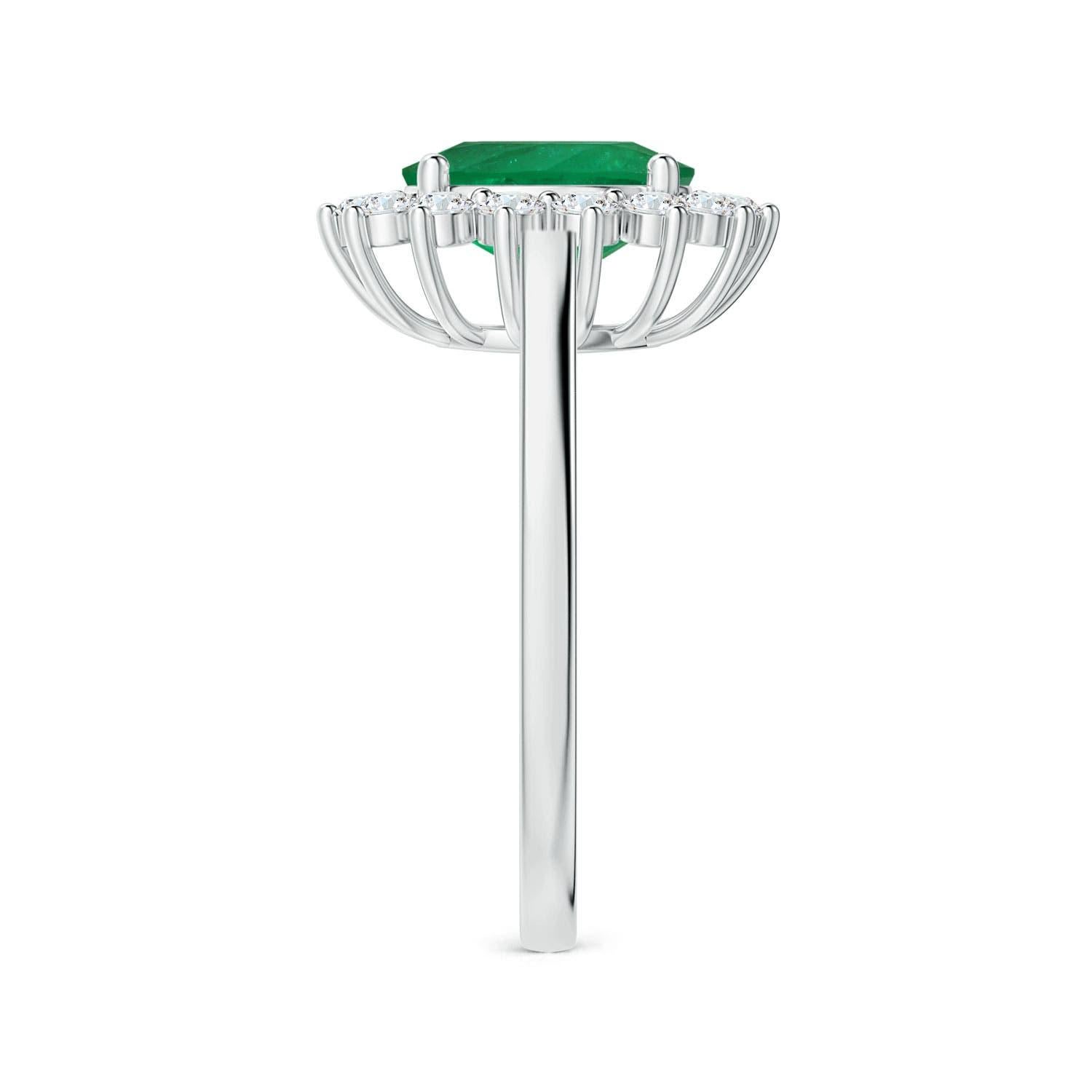 Angara Gia Certified Oval Columbian Emerald Halo Ring in White Gold 3