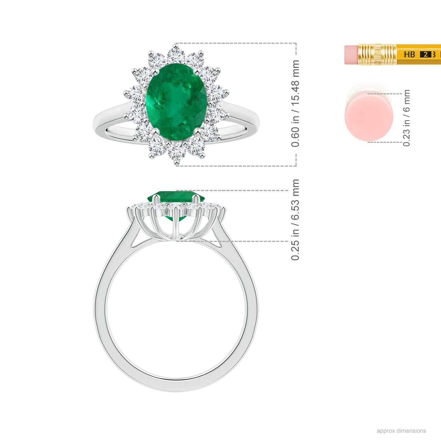 For Sale:  Angara Gia Certified Oval Columbian Emerald Halo Ring in White Gold 4