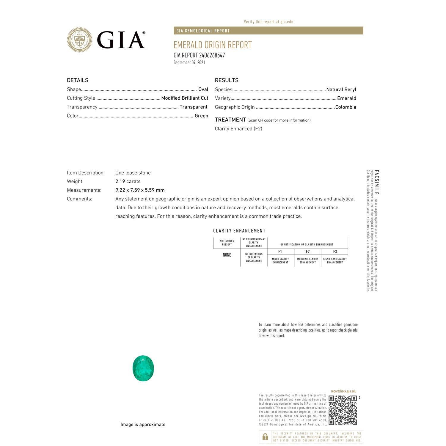 Angara Gia Certified Oval Columbian Emerald Halo Ring in White Gold 6