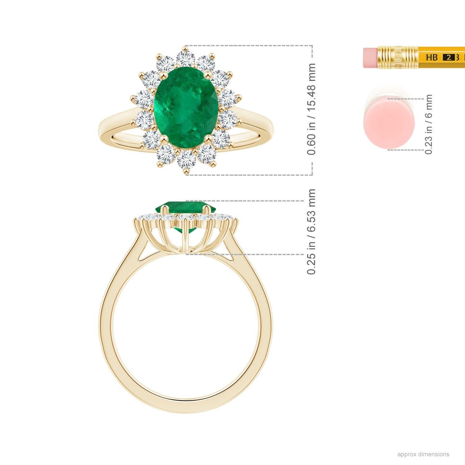 For Sale:  Angara Gia Certified Oval Columbian Emerald Halo Ring in Yellow Gold 4