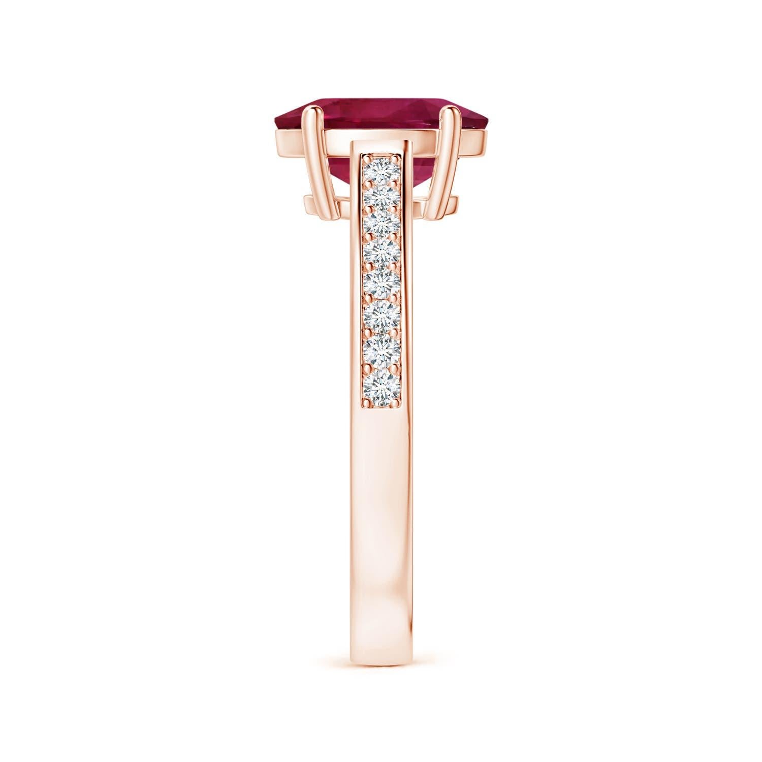 For Sale:  ANGARA GIA Certified Oval Pink Sapphire Ring in Rose Gold with Diamonds 4