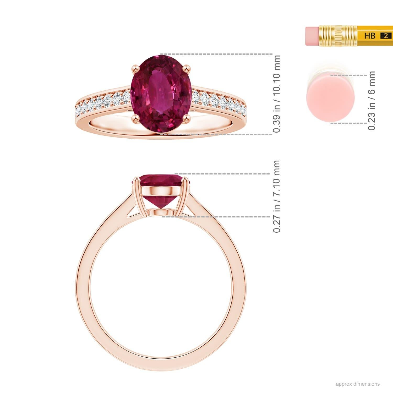 For Sale:  ANGARA GIA Certified Oval Pink Sapphire Ring in Rose Gold with Diamonds 5