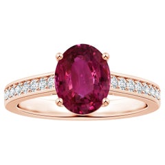 ANGARA GIA Certified Oval Pink Sapphire Ring in Rose Gold with Diamonds
