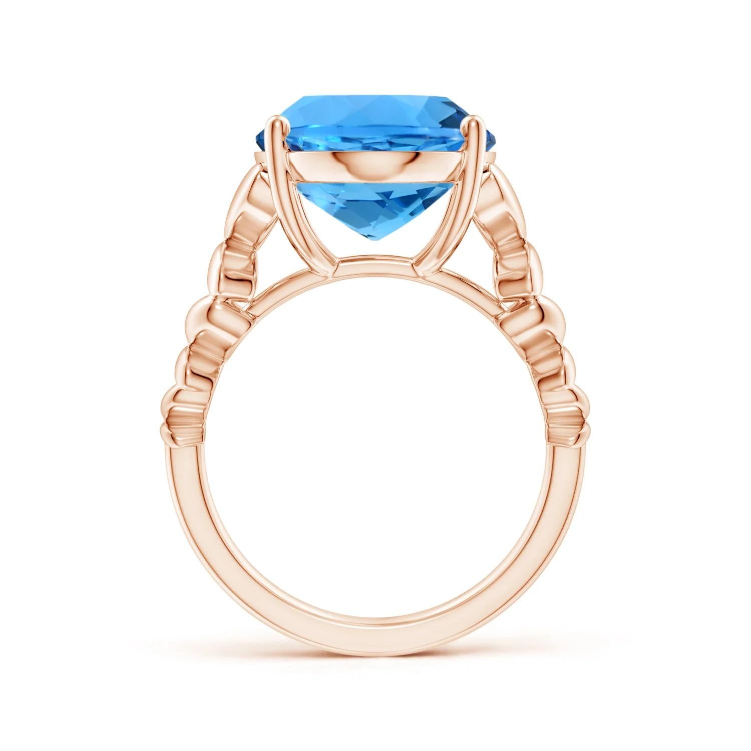 For Sale:  GIA Certified Oval Swiss Blue Topaz Butterfly Cocktail Ring in Rose Gold 3
