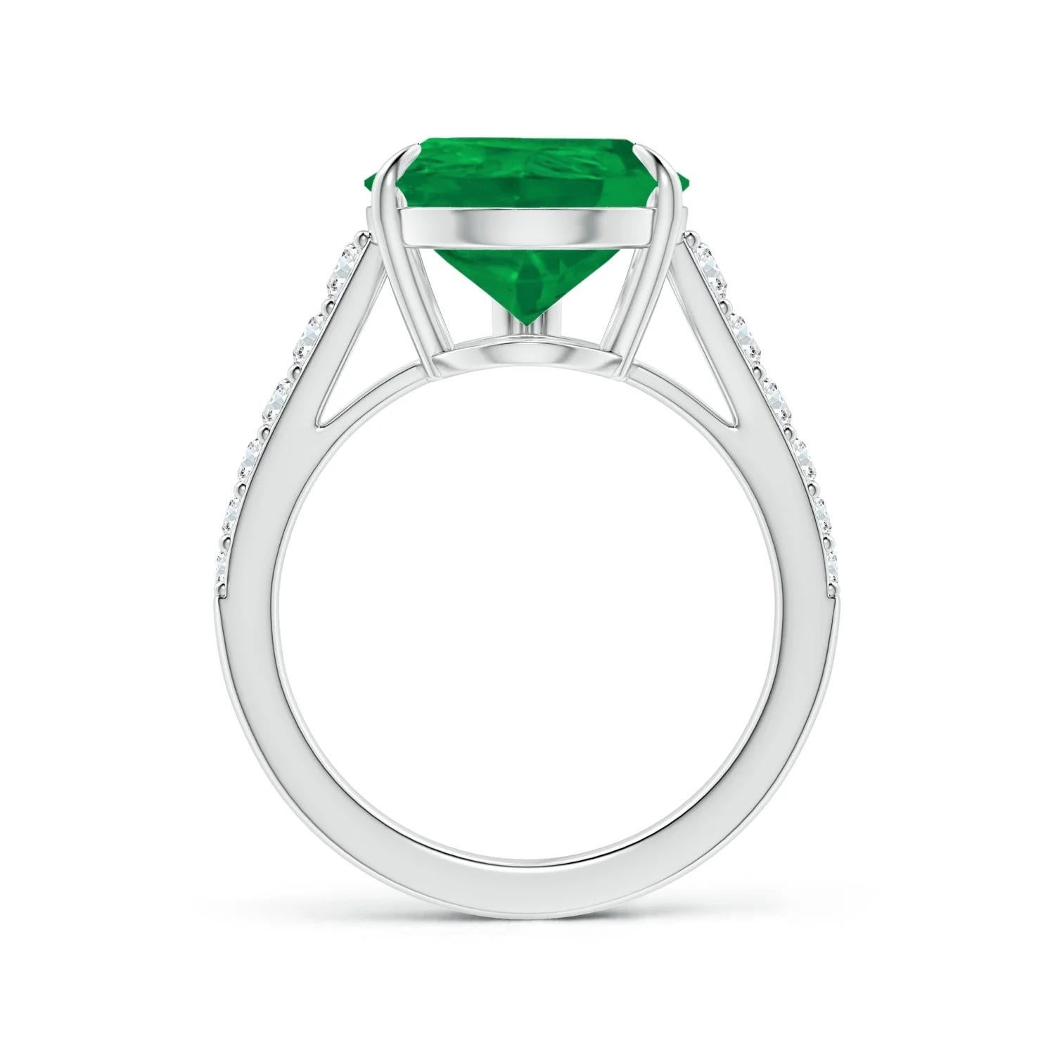 Im Angebot: ANGARA GIA-zertifizierter birnenförmiger Smaragdring aus Platin mit Diamanten () 2