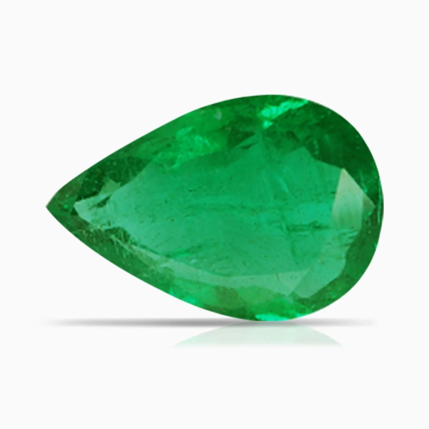 For Sale:  ANGARA GIA Certified Pear-Shaped Emerald Ring in Platinum with Diamonds 6