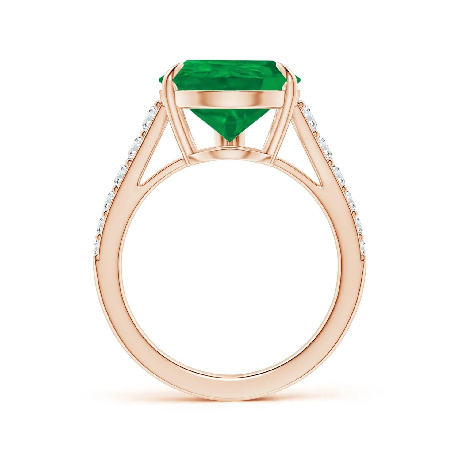 For Sale:  ANGARA GIA Certified Pear-Shaped Emerald Ring in Rose Gold with Diamonds 2