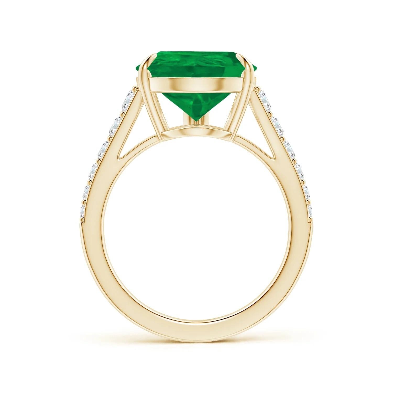 Im Angebot: Angara Gia zertifizierter birnenförmiger Smaragdring aus Gelbgold mit Diamanten () 2